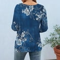 thumbnail image 6 of CYMMPU Loose Fit Button up V Neck 3/4 Sleeve Flower Printed Blouses for Women Dressy Casual Spring Tops Fall Fashion Shirts Tunic Tops Business Elegant Work Topss Navy XXL, 6 of 6