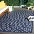 thumbnail image 3 of Safavieh Courtyard Hilbert Geometric Indoor/Outdoor Area Rug, Blue/Beige, 4' x 4' Square, 3 of 18