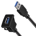 thumbnail image 3 of Cable de extensión de montaje empotrado de Panel USB 3,0 de un solo puerto cuadrado de 6 pies con hebilla para tablero de coche, camión, motocicleta y barco Adepaton ZFFLD657, 3 of 9