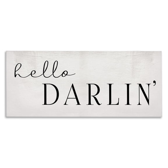Stupell Industries Rustic Lodge Hello Darlin' Phrase Charming Southern Typography Canvas Art, 24 x 10, by Lil' Rue