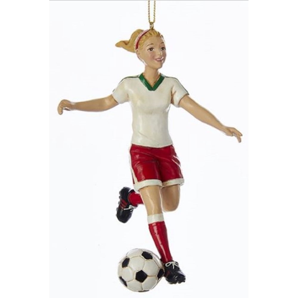 Girl Soccer Player Kicking Ball Christmas Ornament Holiday Sports