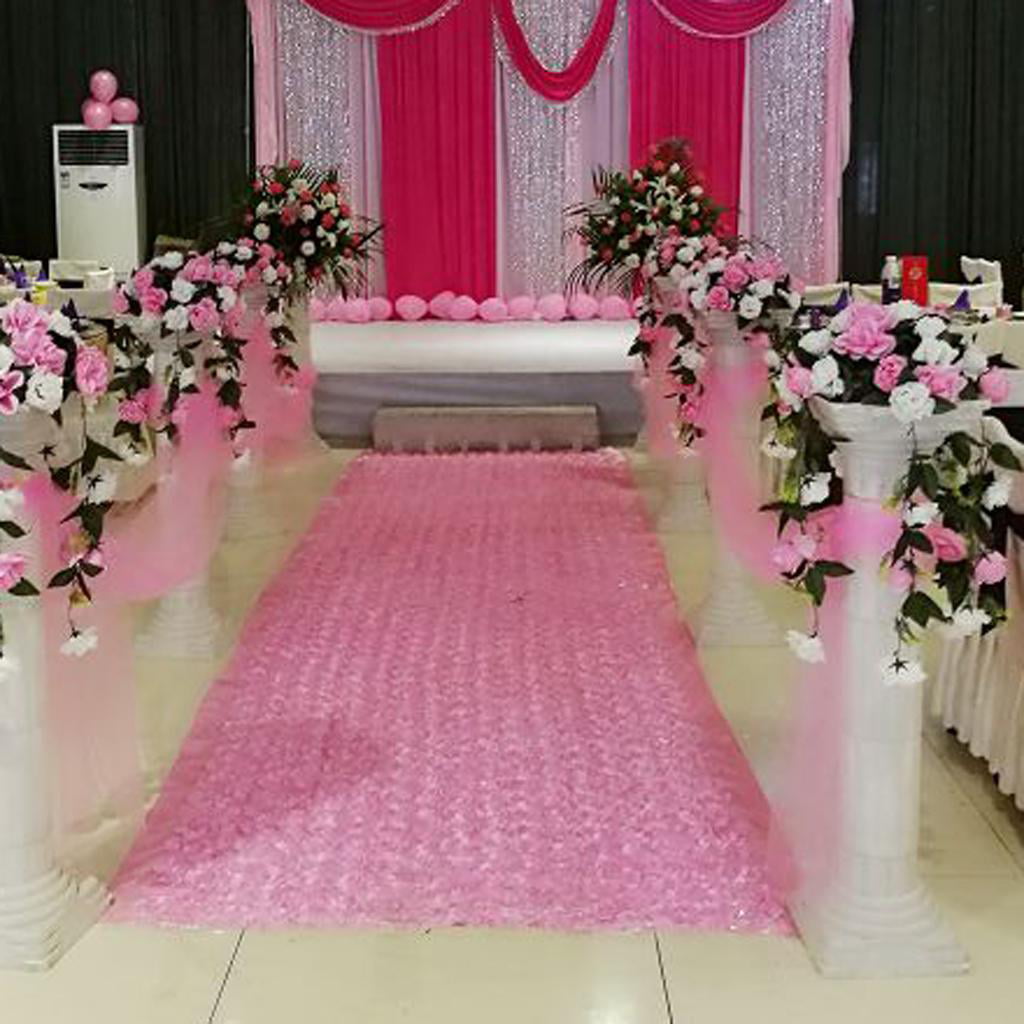 3D Rose Flower Wedding Stage Floor Long Carpet Aisle Runner Mats Rugs Pink 