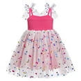 thumbnail image 3 of IBTOM CASTLE Toddler Baby Girls Boho Rainbow Tutu Floral Sequin Sleeveless Backless Ruffle Tulle Dress Princess Birthday Party Sundress 2-3 Years Hot Pink Sequin Dots, 3 of 8