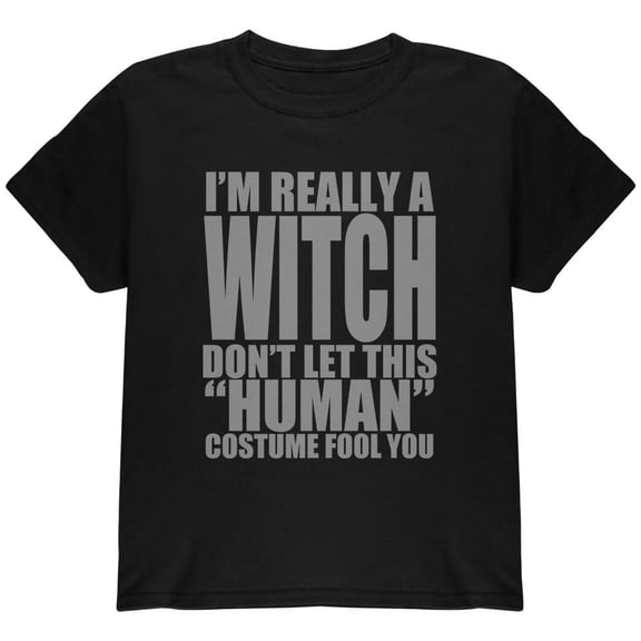 Halloween Human Witch Costume Youth T Shirt Black YMD