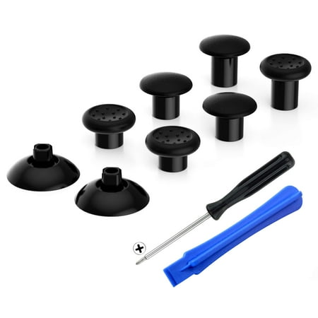eXtremeRate ThumbsGear Thumbstick with Concave Grips, for PS5 PS4 Controllers, Black, 6 Count