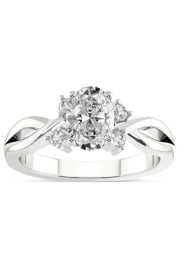 IGI Certified 2 Carat Oval Shape Lab Grown Diamond Engagement Ring | 14K White Gold | Twisted Blossom Lab Diamond Ring | FG-VS1-VS2 Quality Friendly Diamonds