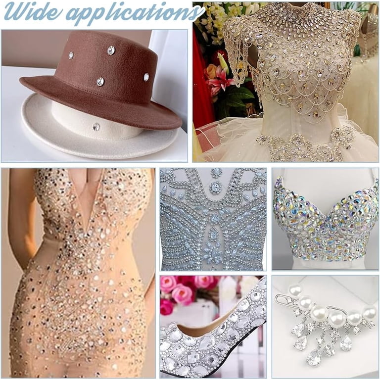 clear beads for dress PH 60pcs 6 Styles Sew On Rhinestones Horse Eye Flatback Rhinestones Crystals Sewing Gems Jewels Sew On with 2 Holes Clothes Wedding Costume Garment Shoes DIY Crafts Colorful Short Dress Color:Light Blue Floral Gown With Jovani Black The applique is attached