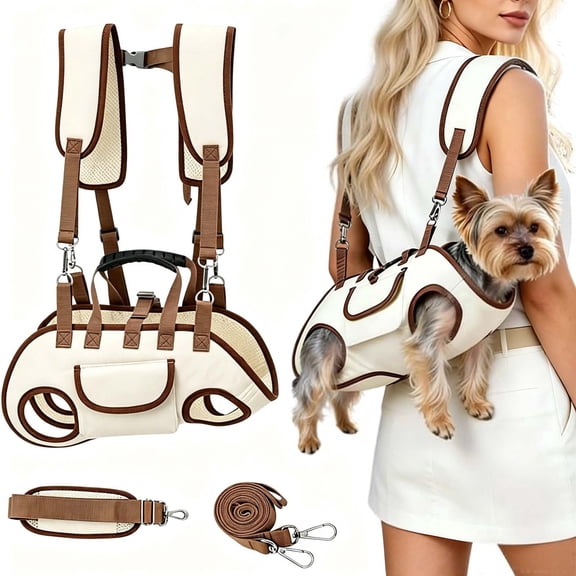Pet Carrier Backpack, Breathable Mesh Backpack Carrier for Small Medium Dogs with Adjustable Straps, Storage Pocket and Matched Dog Leash, Hands Free Dog Carrier _ S