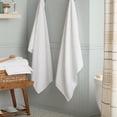 thumbnail image 3 of TOWN & COUNTRY EVERYDAY 4-Piece Textured Windowpane Bath Towel Set, 30"x58", 100% Cotton, Plush & Absorbent 550GSM, White, 3 of 8