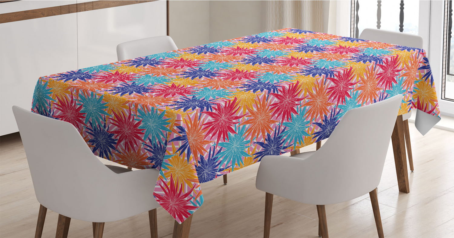 Springtime Theme Lively Colored Ornate in Squares with Leaves Multicolor Ambesonne Butterfly Table Runner Dining Room Kitchen Rectangular Runner 16 X 90