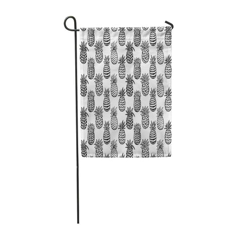 SIDONKU Pattern Graphic Sketch Pineapple Fruits Black and White Endless Ananas Garden Flag Decorative Flag House Banner 28x40 inch