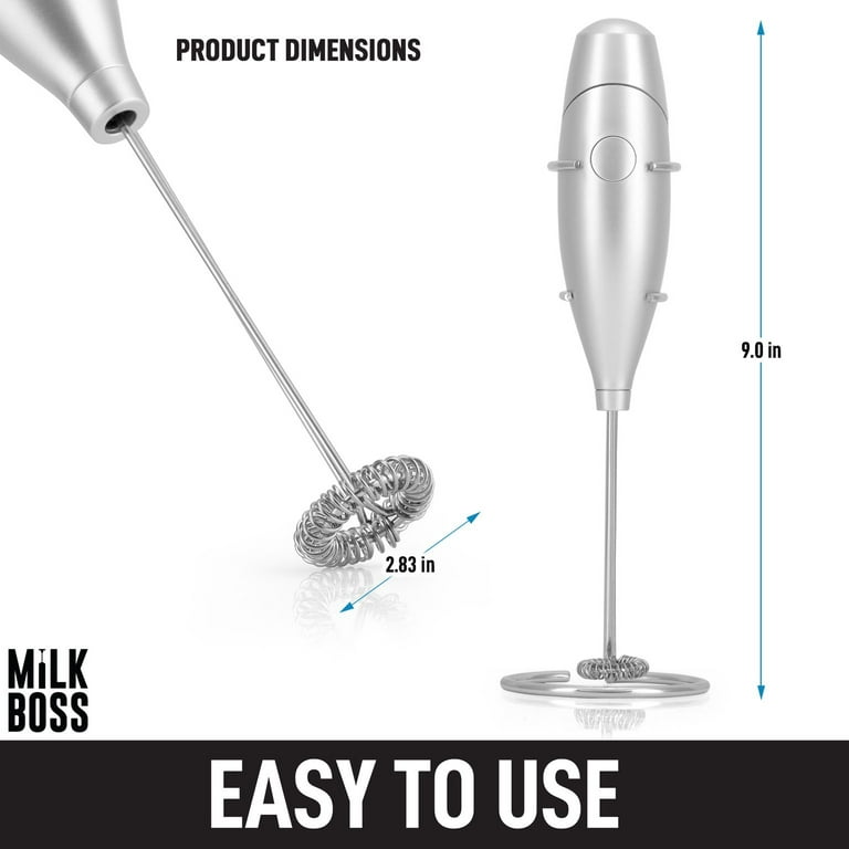 Zulay Kitchen Milk Boss Milk Frother With Stand - White and Black