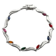 Family Jewelry Personalized Mother's Sterling Silver or 14K Gold over Silver Marquise Birthstone & Name Bracelet