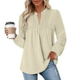 thumbnail image 4 of Womens Tops Shirts 2026 Plus Size Fashion V-Neck Long Sleeve Blouses Flowy Ruffle Tunic Tops For Leggings Casual T-Shirts, 4 of 8