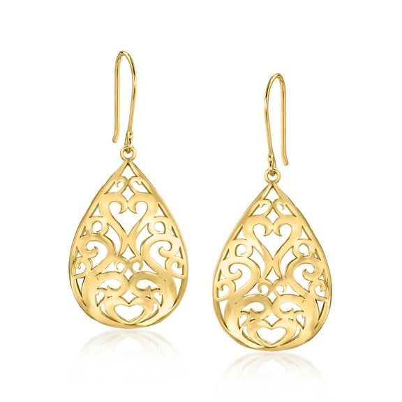 Ross-Simons 18kt Gold Over Sterling Openwork Teardrop Earrings, Women's, Adult