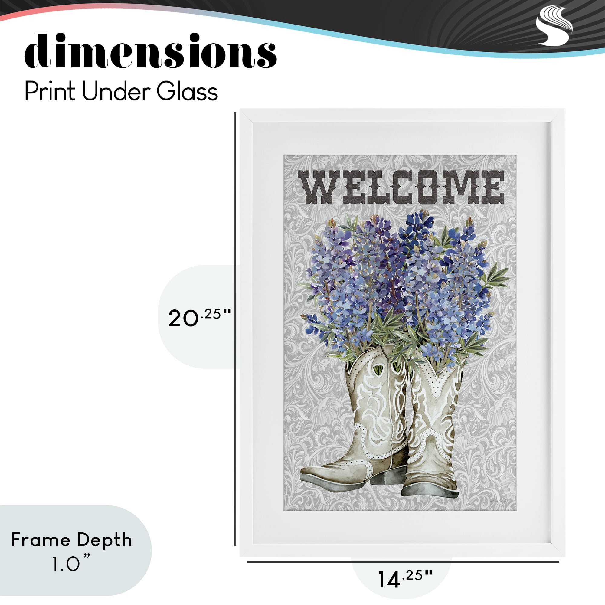 Stupell Industries Welcome Bluebonnet on Paisley White Framed Print Under Glass, design by Cindy Jacobs