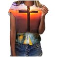 thumbnail image 1 of Birdeem Blouse Mode Femme Manches Courtes Col Rond Rétro Imprimé Ample, 1 of 1