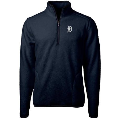 Men s Cutter & Buck Navy Detroit Tigers Cascade Eco Sherpa Fleece Quarter-Zip Pullover Jacket