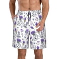 thumbnail image 2 of Uemuo Lavender Bicycle Pattern Men's Swim Trunks Hawaiian Beach Bathing Suit Swimsuits Beach Quick-Dry Shorts with Pockets-, 2 of 9