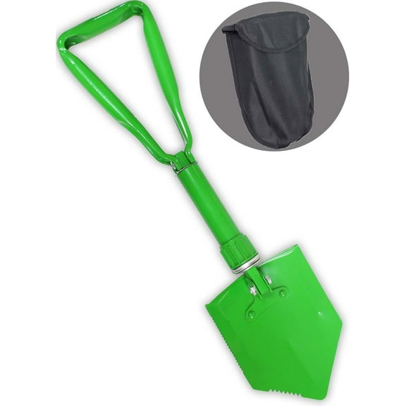 HELIOS Trifold Steel Shovel | 24" Extendable Length (61 cm) | Compact 10" x 6" x 2" Folded Size (25.4 cm x 15.2 cm x 5.1 cm) | Includes Nylon Storage Pouch | Perfect for Camping & Hiking