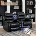 thumbnail image 4 of 3-Piece Faux Leather Reclining Sofa Set Drop Down Table USB Charging Black, 4 of 7