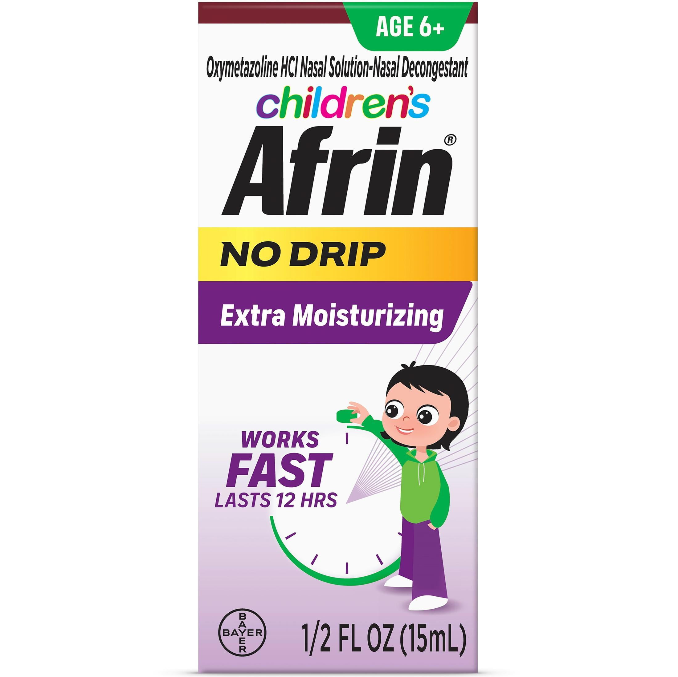 (6 pack) Children's Afrin No Drip Extra Moisturizing 12 Hour Stuffy Nose Nasal Spray, Ages 6+, 15 ml