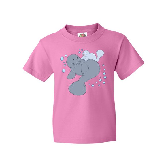 Inktastic Cute Manatees with Bubbles Youth T-Shirt