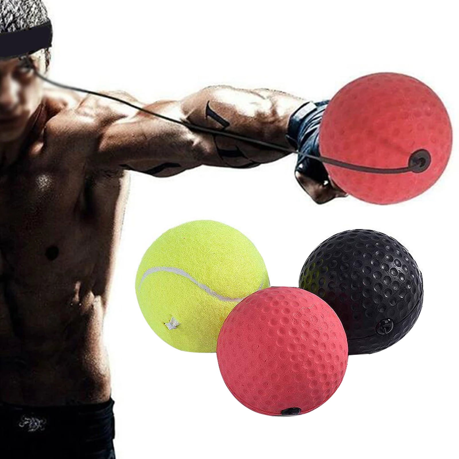 3PCS Boxing Fight Punch Ball Head Band Reflex Reaction Speed Training Muscle 