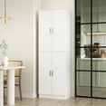 thumbnail image 2 of MONSLIPA 70.9''H Freestanding Pantry Cabinet with 4 Doors & 6 Shelves White, 2 of 6