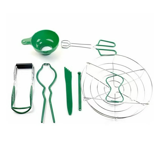 tamizeot Canning Pieces Steel Canning Set for Hard and Making Starter Kit Tools Including Can Clip, Tongs, Steamer Rack, Lifter GREEN