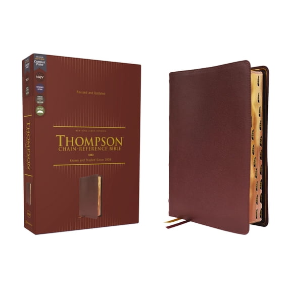 Nkjv, Thompson Chain-Reference Bible, Genuine Leather, Calfskin, Burgundy, Red Letter, Thumb Indexed, Comfort Print, (Hardcover)