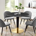 thumbnail image 5 of Stylish Zinque Dining Table - Contemporary Design with Mid-Century Flair - 40" Artificial Marble Surface - Easy to Clean - Black and Polished Gold Tapered Base - Non-Marking Ring - Assembly Required, 5 of 5