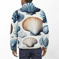 thumbnail image 3 of Ocean Blue Seashell Coral Men's Stand Collar Sweater Long Sleeve Clothing Loose Fit Sports Sweater, 3 of 8