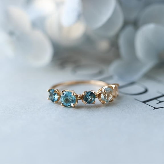 Cubic Zirconia Rings For Women Diamond Stackable Rings For Women Birthstone Ring Blue Gemstone Multicolor Stacking Rings Gold Band Ring Woman Wedding Anniversary Party Prom Gift for Mom