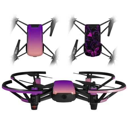 Skin Decal Wrap 2 Pack for DJI Ryze Tello Drone Smooth Fades Pink Purple DRONE NOT INCLUDED