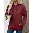 thumbnail image 4 of Sudadera con Capucha para Mujer, Informal, de Larga, con Cordón Ajustable, de Jacquard, Estilo Pulóver, Ropa Holgada. Vino Tinto M, 4 of 7