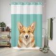 thumbnail image 6 of No Hook Shower Curtain, Green Dog Shower Curtains for Bathroom with See Through Top Window, Funny Animals Modern Art Waterproof & Washable Bath Curtain Extra Long 72"x96", 6 of 9