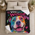 thumbnail image 5 of You Had Me At Woof Dog Portrait, Playful Graphic Style for Dog Lovers, Black Rainbow Pet Quote and Birthday Gift, Cozy Flannel Blanket for Bedroom and Playroom, Pet Home Decor, 5 of 9