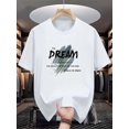 thumbnail image 1 of Men'S Casual Crew Neck T-Shirt with Dream Print, 100% Polyester Knit Fabric, Slight Stretch, Summer Short-Sleeve Top, Regular Fit, 180gsm - Fashionable Everyday Wear, 1 of 6