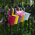 thumbnail image 6 of Metal Hanging Planter with Fixed Hook Iron Flower Pot Bucket for Patio Railing Porch and Outdoor Decorative Gardening Purple, 6 of 6