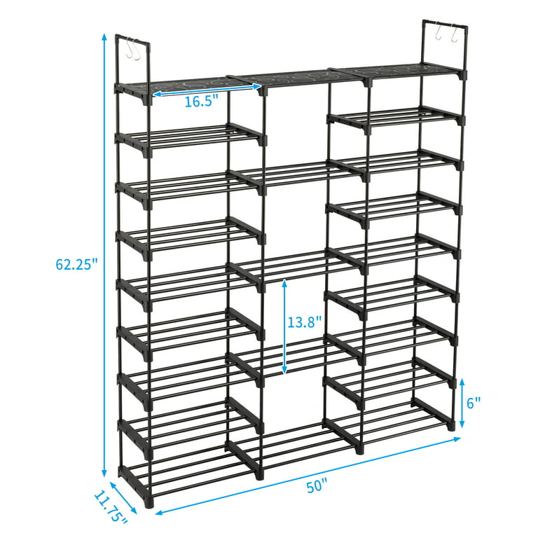 9 Tiers Shoe Rack Metal Shoe Storage Shelf Free Standing Large Shoe Stand  with 2 Hooks for, 1 unit - Kroger