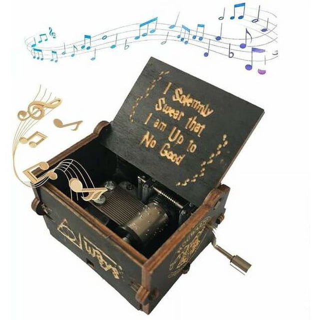 Para caja de música temática de Harry Potter, regalo clásico vintage con caja de música decorativa de madera (negro)