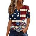 thumbnail image 2 of SwiftWear Women American Flag Graphic V Neck T shirts 4th of July Short Sleeve Button-Down Patriotic Tee Casual Tops Summer Outfits, 2 of 9
