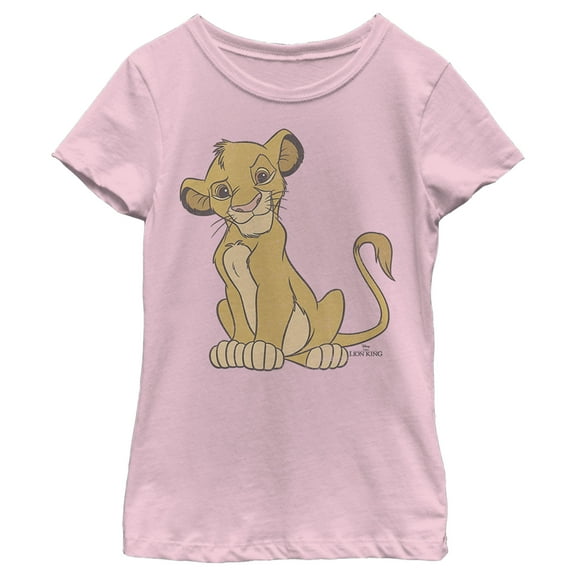 Girl's Lion King Simba Cute and Courageous Graphic Tee Light Pink Medium