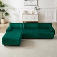 thumbnail image 3 of Tabaray Modular L-Shaped Sectional Couch, Modern Velvet Funky Bamboo Shaped Comfy Cloud 3 Seater Sofa with Ottoman for Living Room Apartment Office, 96" W, 3 of 7