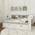 thumbnail image 4 of Wooden Full Size DayBed with 2 Drawers, DayBed with Storage Shelf and USB Charging Ports,White, 4 of 13