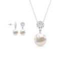 thumbnail image 3 of Rosec Jewels Cultured Freshwater Pearl Drop Jewelry Set with Moissanite Flower - AAA Quality Pearl Pendant Earrings Set - Ready to Gift, 10K White Gold, 3 of 8