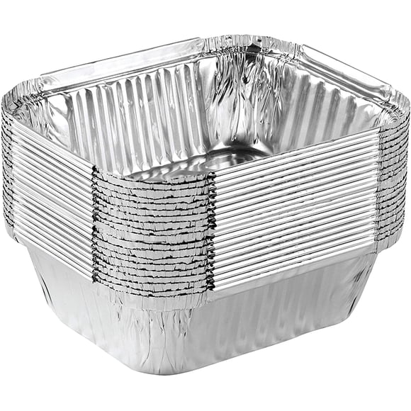 PLASTICPRO Disposable 1 LB Aluminum Takeout Tin Foil Baking Pans 5'' X 6'' X 2'' Inch Bakeware - Cookware Perfect for Baking Cakes,Brownies,Bread, Meatloaf, Lasagna, or Lunchbox, Pack of 20