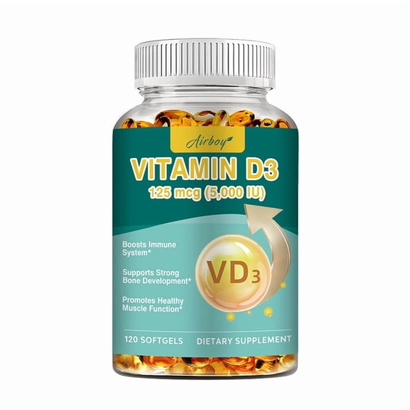 Vitamin D3 Softgels 5000 IU - Supporting Bones, Teeth and Strong Immune System - 120 Softgels