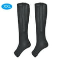 thumbnail image 1 of 1Pair Zipper Mid Calf Length Sock Compression Stockings Slim Leggings Stretch Socks Open Toe(black XXL), 1 of 9